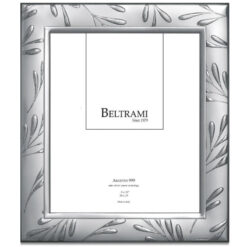 Portafoto Beltrami Foglie BEL1295/5L Realizzato in argento laminato, collezione Foglie, retro legno. Misura cornice cm 20x25.