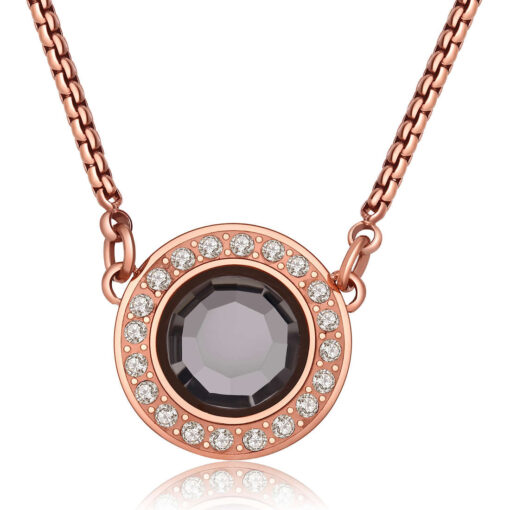 Collana donna S'agapò Luna SLU04 Realizzato in acciaio anallergico e pvd oro rosa con cristalli black.