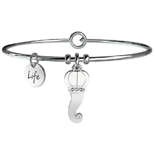 Bracciale donna Kidult Symbols 231551 Realizzato in acciaio anallergico con charm a forma di cornetto che significa protezione. Misura unica: 6cm. 