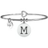 Bracciale donna Kidult Symbols 231555M Realizzato in acciaio anallergico con charm a forma di iniziale “M” che significa emozioni.