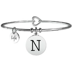 Bracciale donna Kidult Symbols 231555N Realizzato in acciaio anallergico con charm a forma di iniziale “N” che significa emozioni.