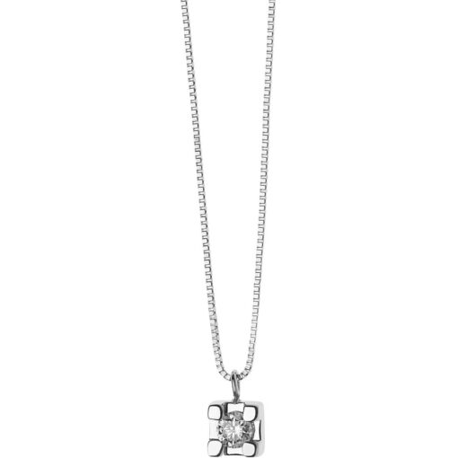 Collana donna Comete Storia di Luce GLB 1365 Realizzato in oro 750 ‰, impreziosito da diamante caratterizzato da punto di caratura 14. Colore G e purezza SI e della lunghezza di 42 cm.