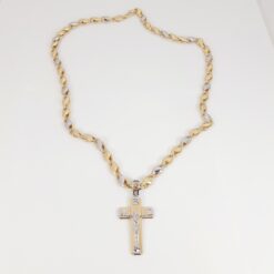 Collana e Croce Uomo in Oro Bicolore 18kt (750)  Questo gioiello fa parte del brand 