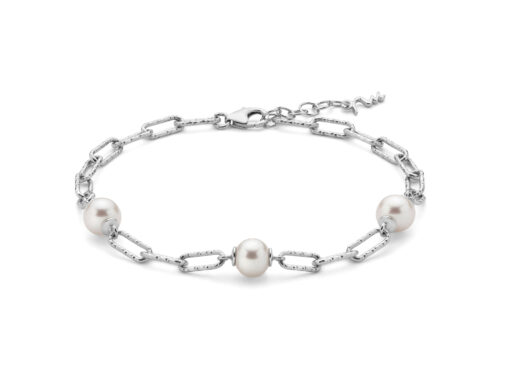 Bracciale donna Miluna Miss Italia PBR3200 Realizzato in argento, 925/1000. 3 perle vere MR Lunghezza bracciale: 18+2cm. Colore: Bianco. Dimensione perla: 6,5-7mm.