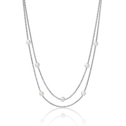 Collana donna Miluna Miss Italia PCL5625 Realizzato in argento, 925/1000. 7 perle vere MR Lunghezza collana: 42+2cm. Colore: Bianco. Dimensione perla:  6,50-7mm.