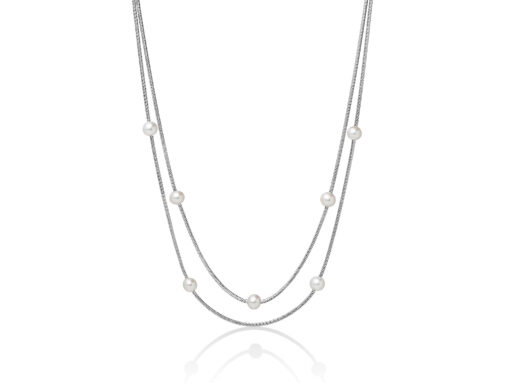 Collana donna Miluna Miss Italia PCL5625 Realizzato in argento, 925/1000. 7 perle vere MR Lunghezza collana: 42+2cm. Colore: Bianco. Dimensione perla:  6,50-7mm.