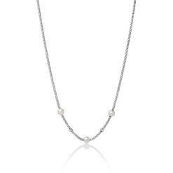 Collana donna Miluna Miss Italia PCL5800 Realizzato in argento, 925/1000. 3 perle vere MR Lunghezza collana: 42+2cm. Colore: Bianco. Dimensione perla:  6,50-7mm.