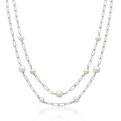 Collana donna Miluna Miss Italia PCL6217A Realizzato in argento, 925/1000. 6 perle vere MR Dimensione perla: 6-6,50mm.  3 perle vere MR Dimensione perla:  7-7,5mm. Lunghezza collana: 43+2cm. Colore: Bianco.
